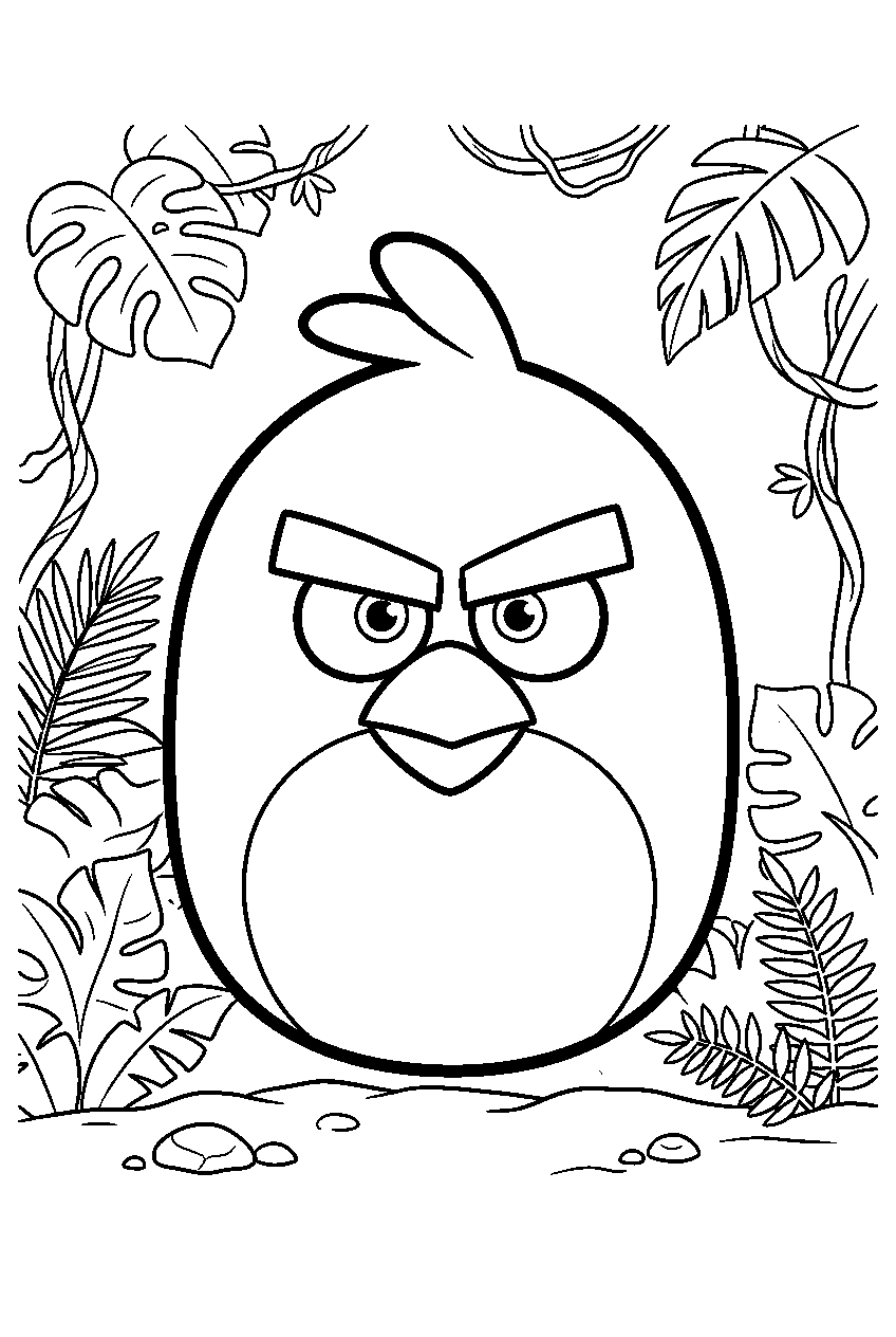 angry birds red in jungle line art