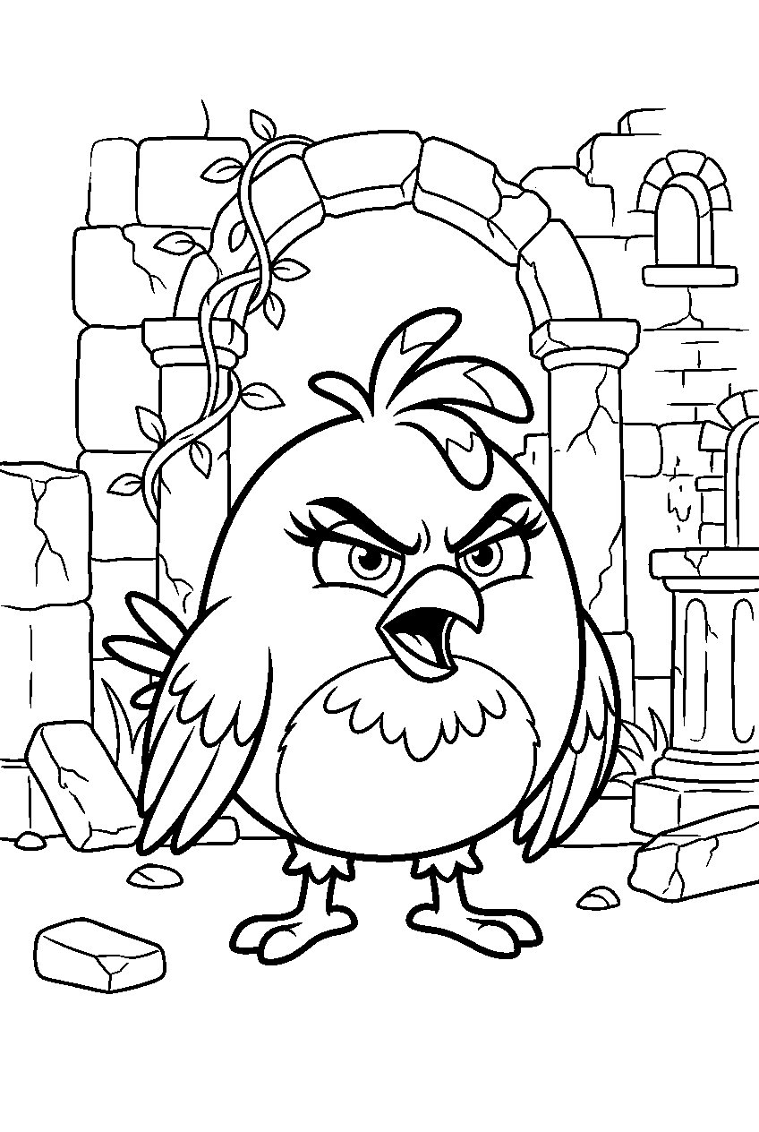 angry birds stella in ancient ruins line art