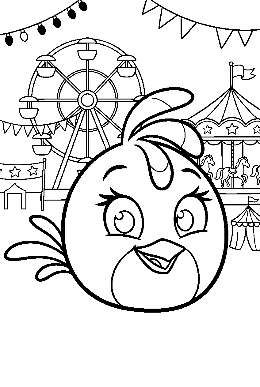 angry birds stella in carnival grounds line art