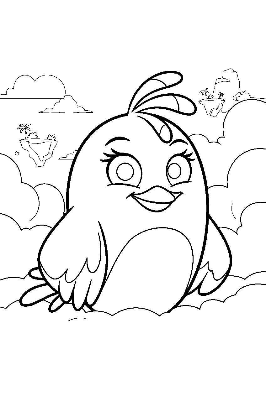 angry birds stella in cloud island line art