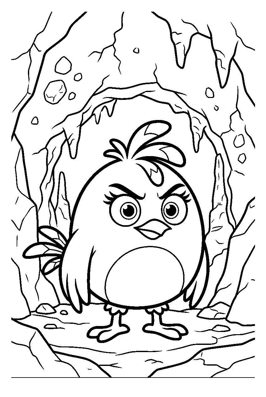 angry birds stella in hidden cave line art