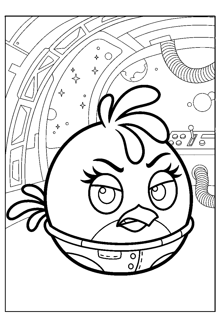 angry birds stella in space station line art