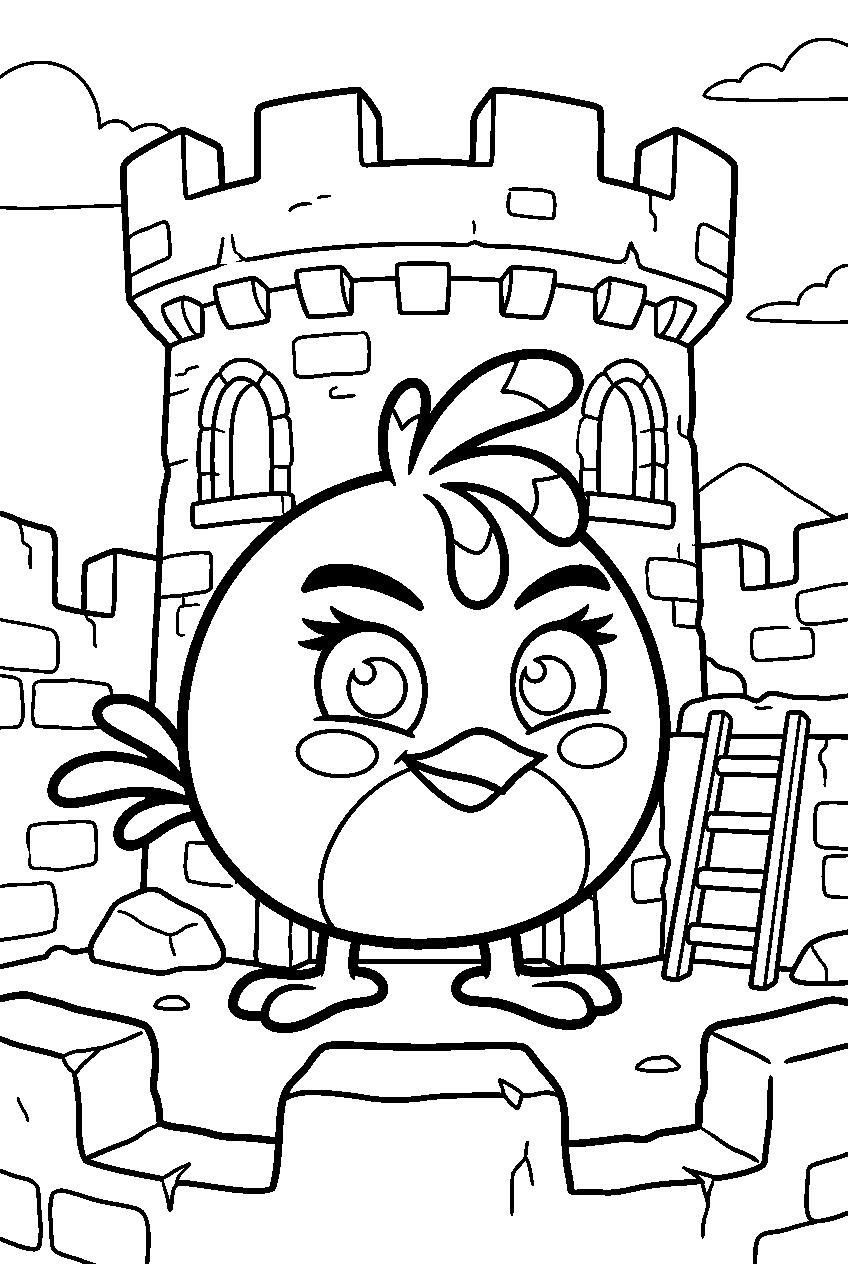 angry birds stella in stone tower area line art
