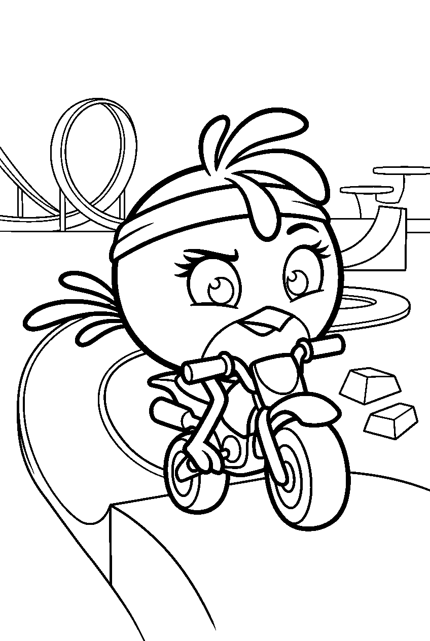 angry birds stella in stunt track line art