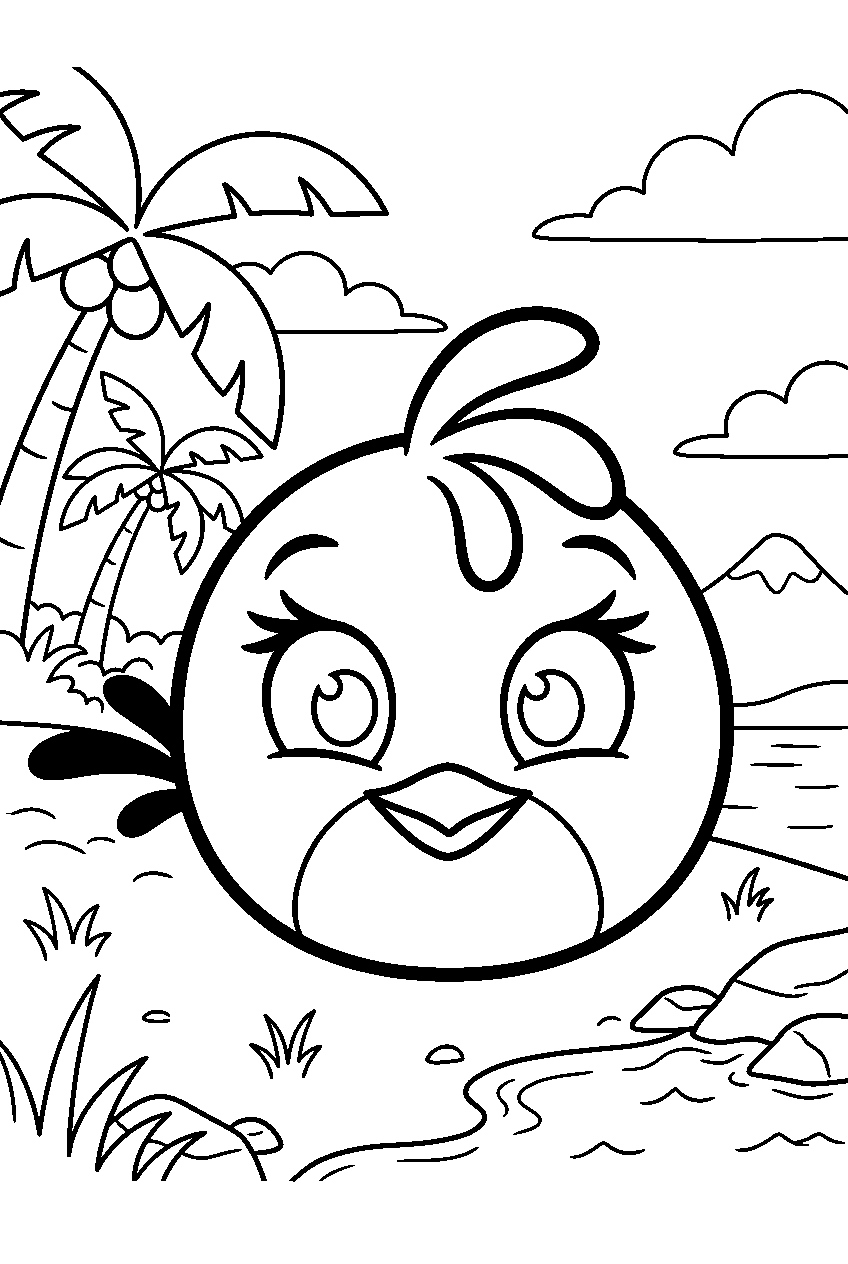 angry birds stella on tropical island line art
