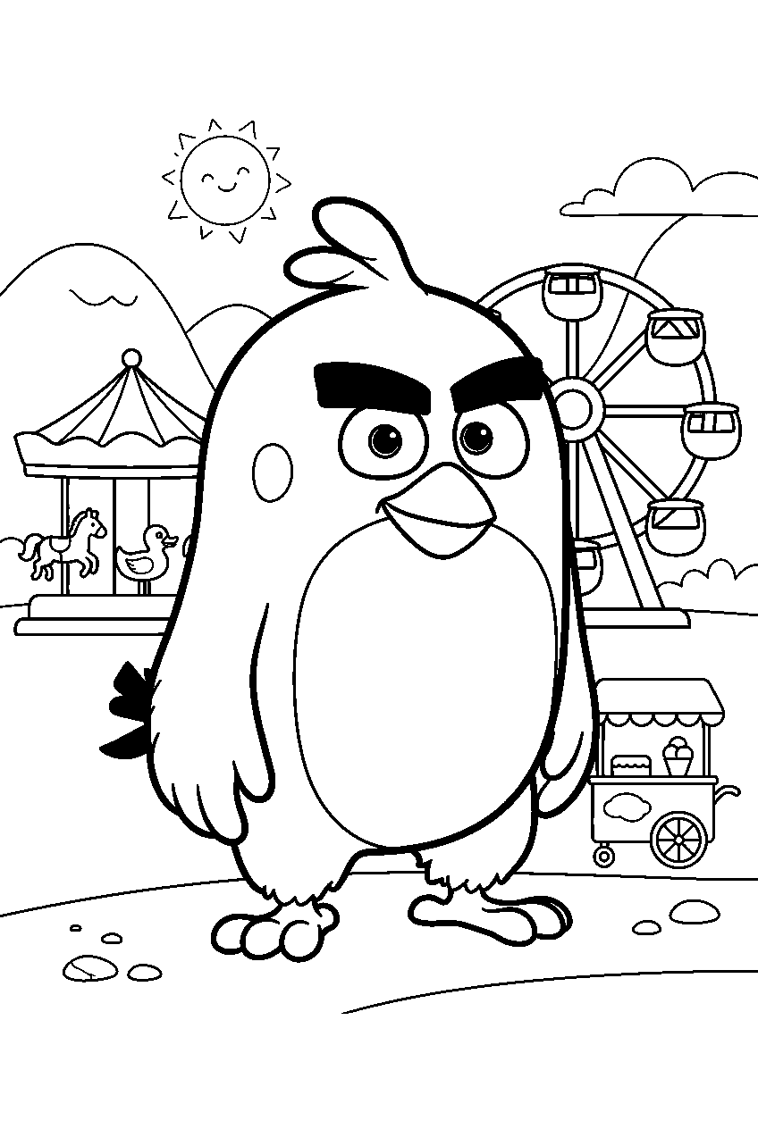 angry birds in amusement park line art