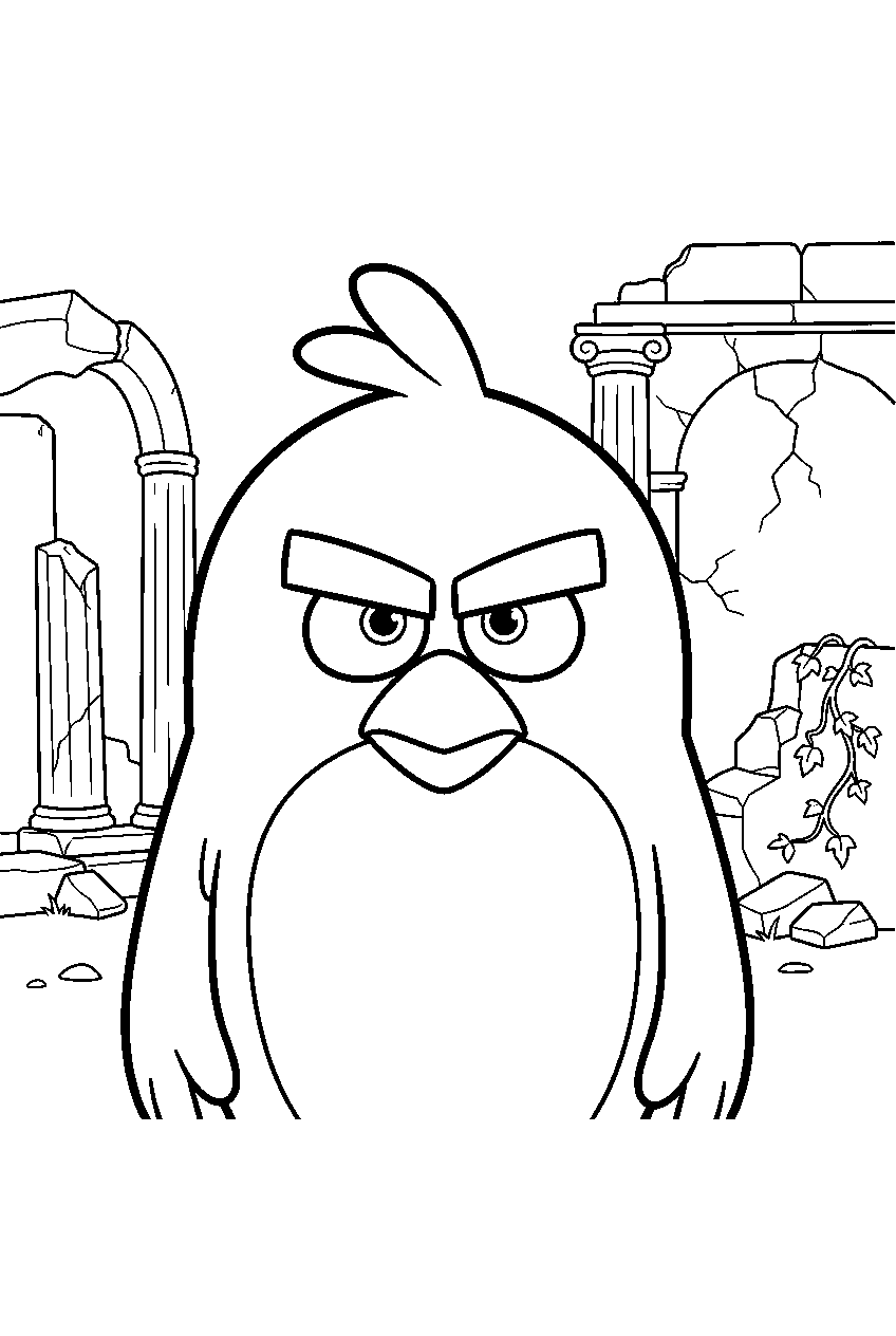 angry birds in ancient ruins line art