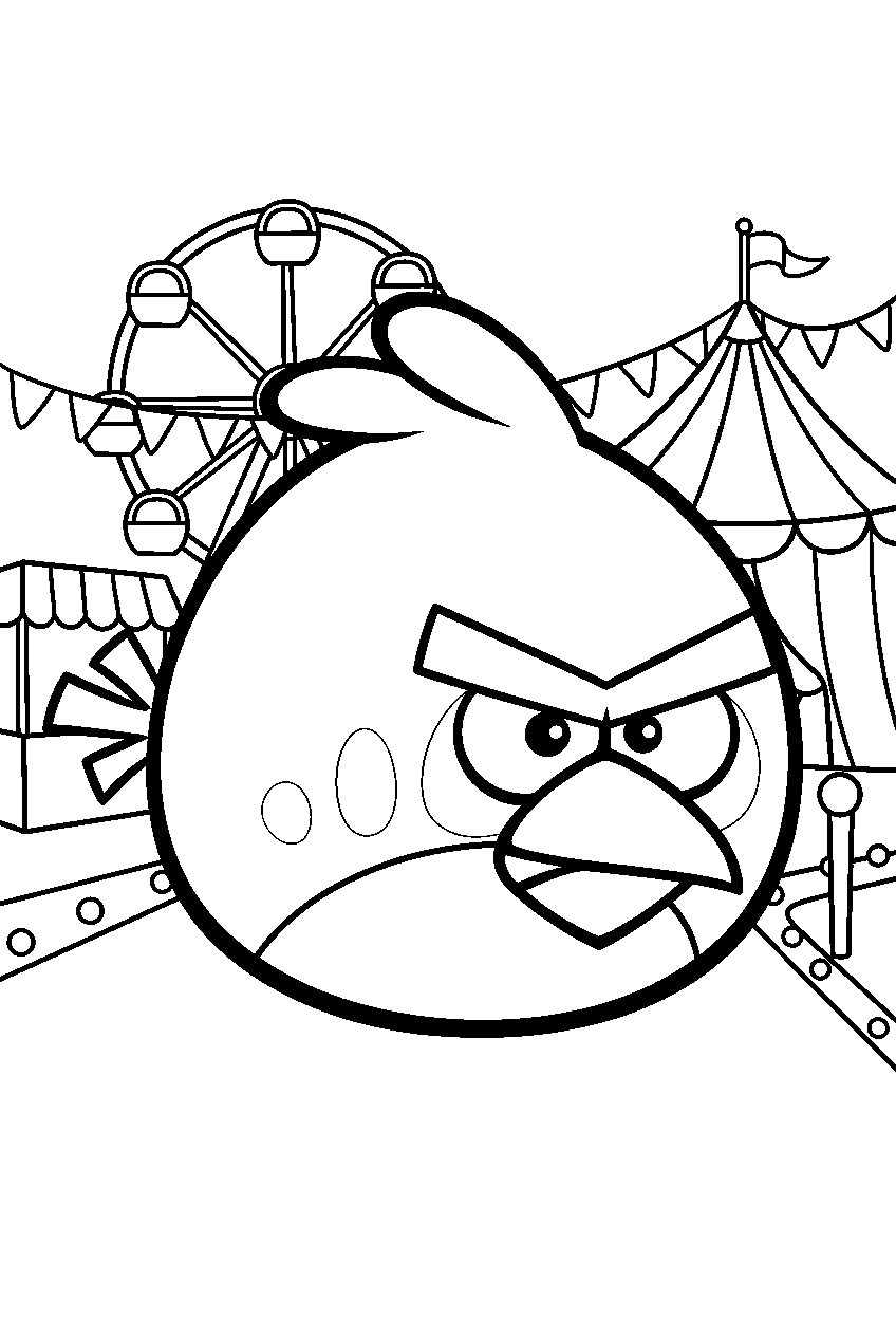 angry birds in carnival grounds line art