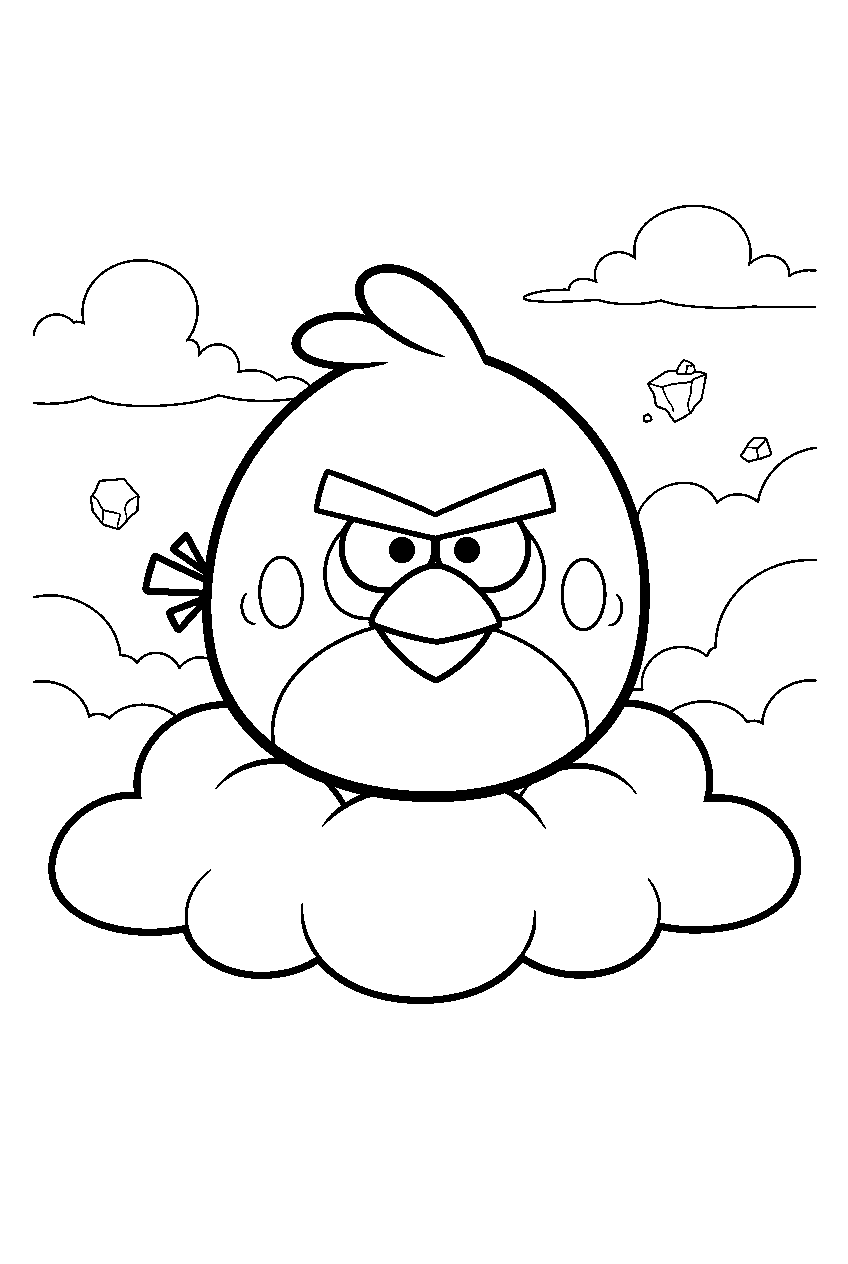angry birds in cloud island line art