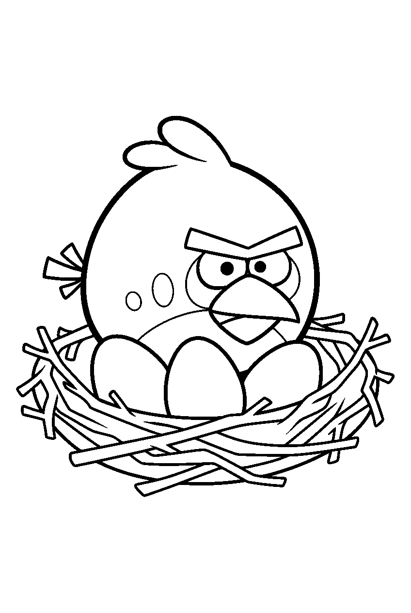 angry birds in egg nest area line art