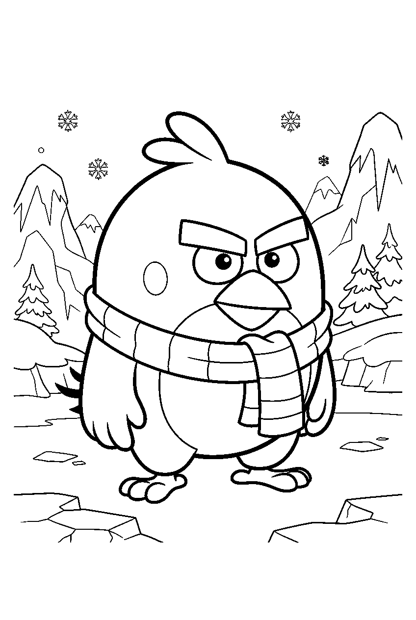 angry birds in frozen valley line art