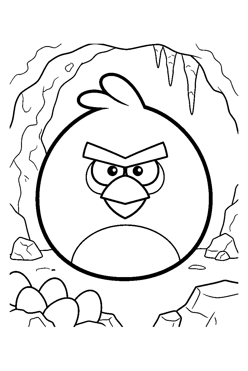 angry birds in golden egg cave line art