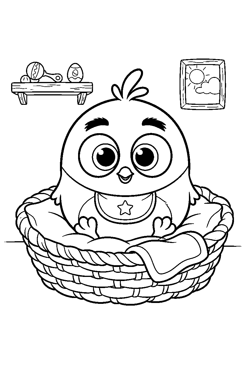 angry birds in hatchling nursery line art
