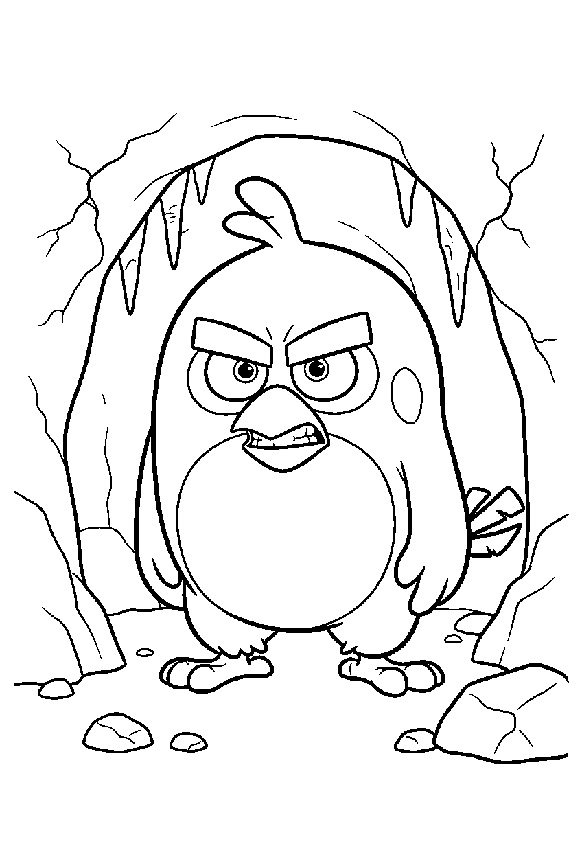 angry birds in hidden cave line art