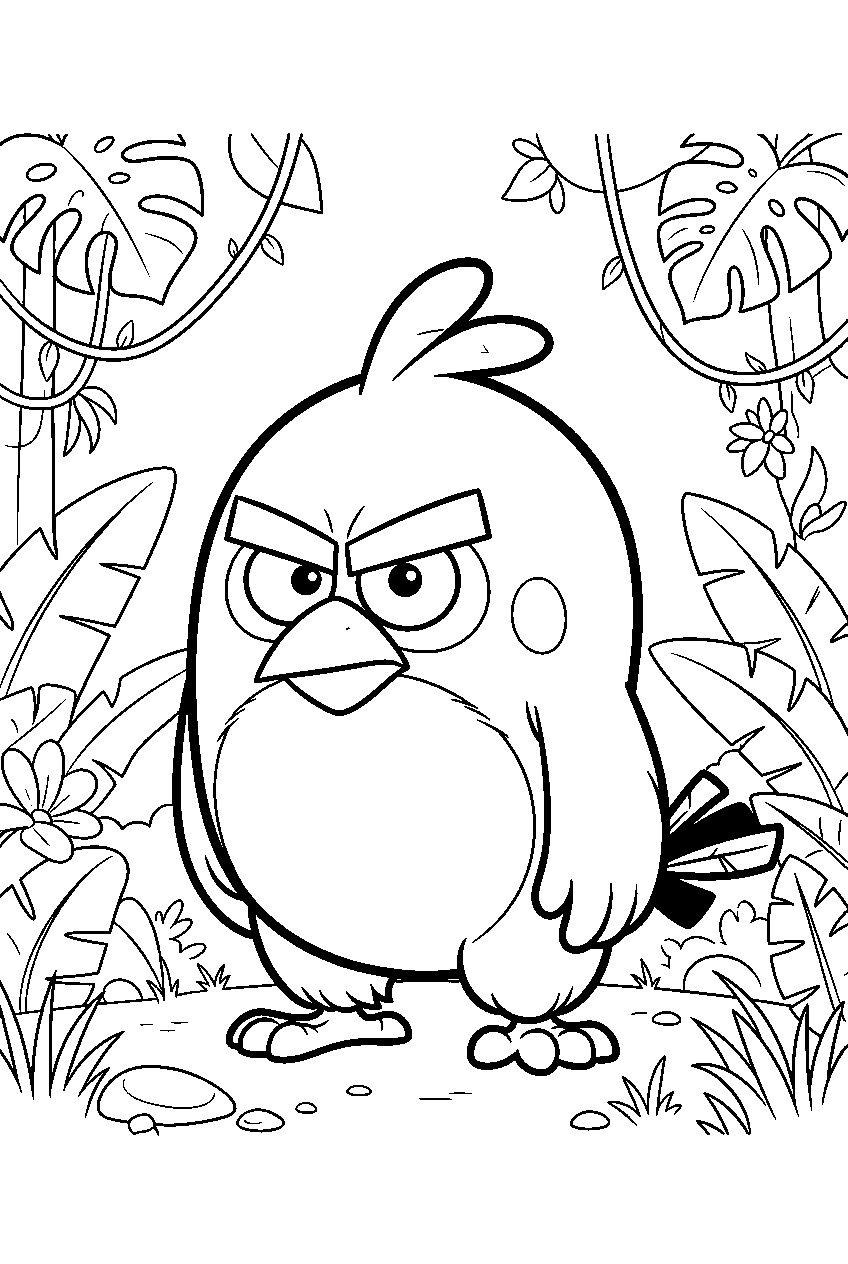 angry birds in jungle line art