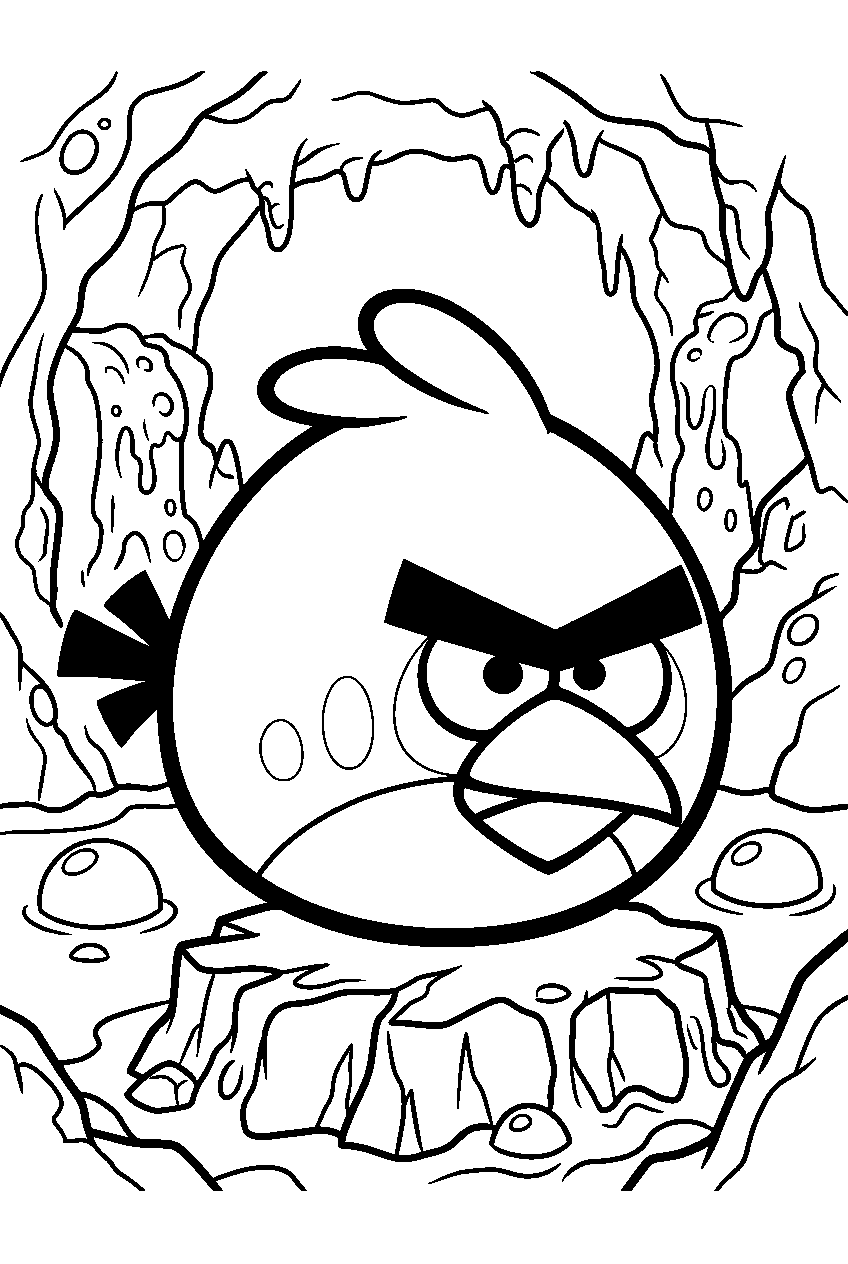 angry birds in lava cave line art