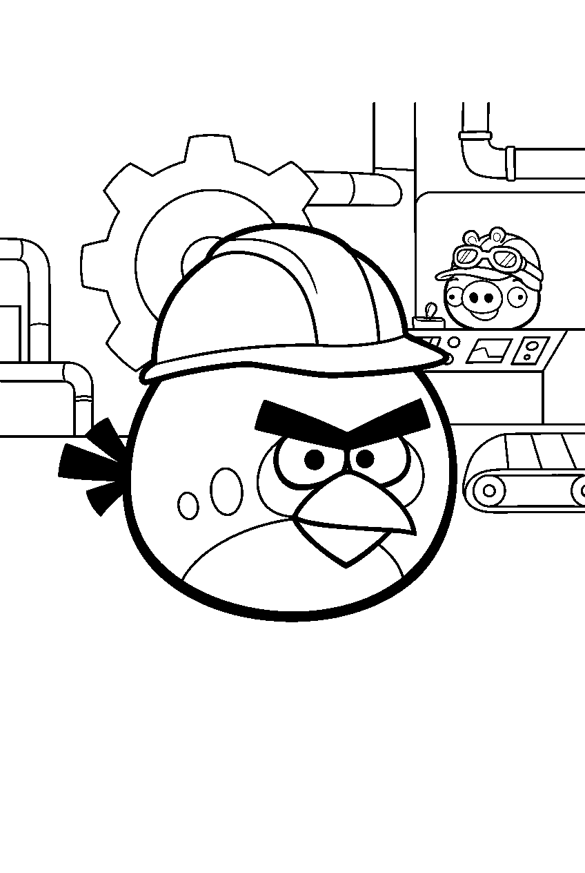 angry birds in piggy factory line art