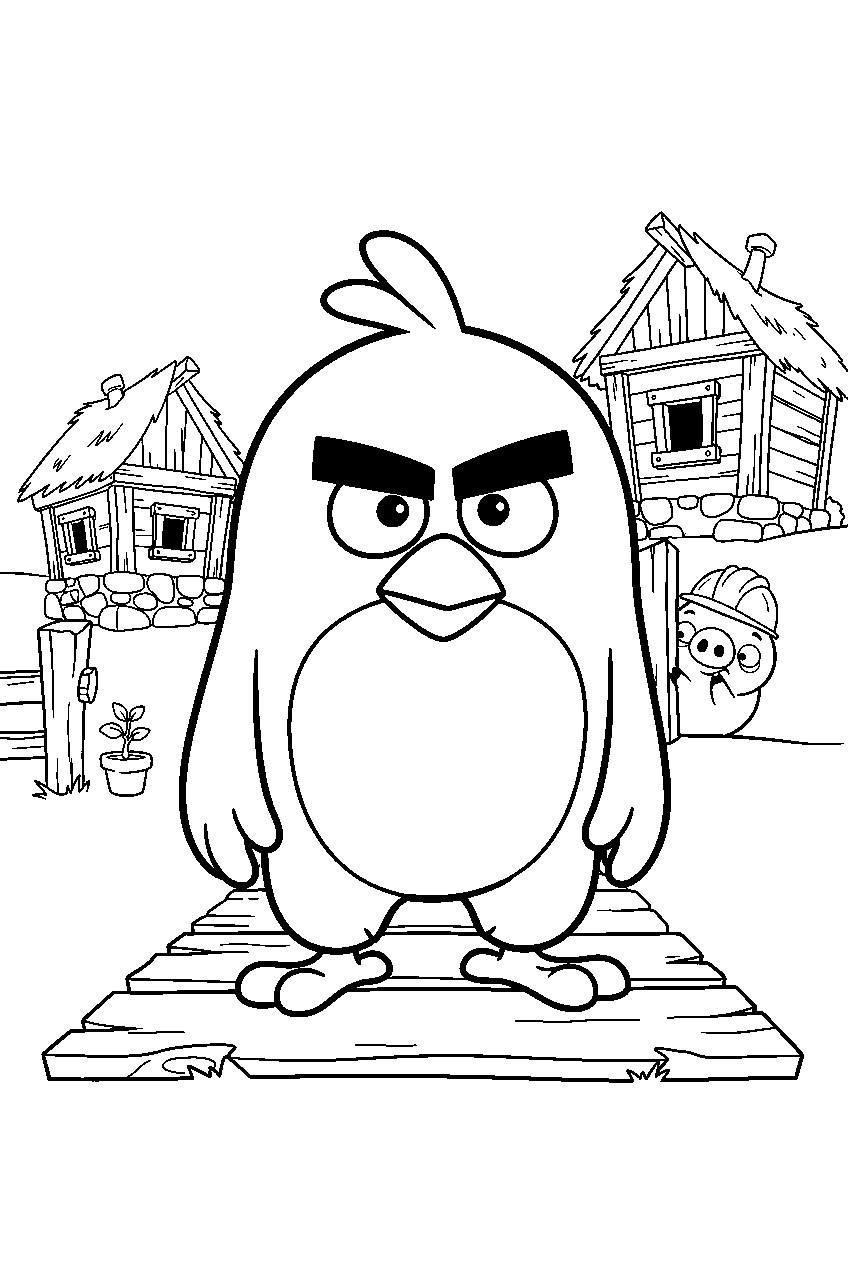 angry birds in piggy village line art