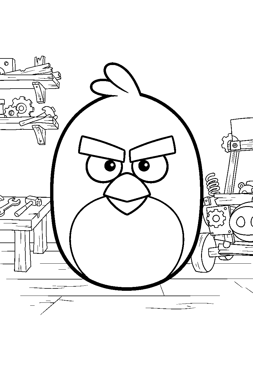 angry birds in piggy workshop line art