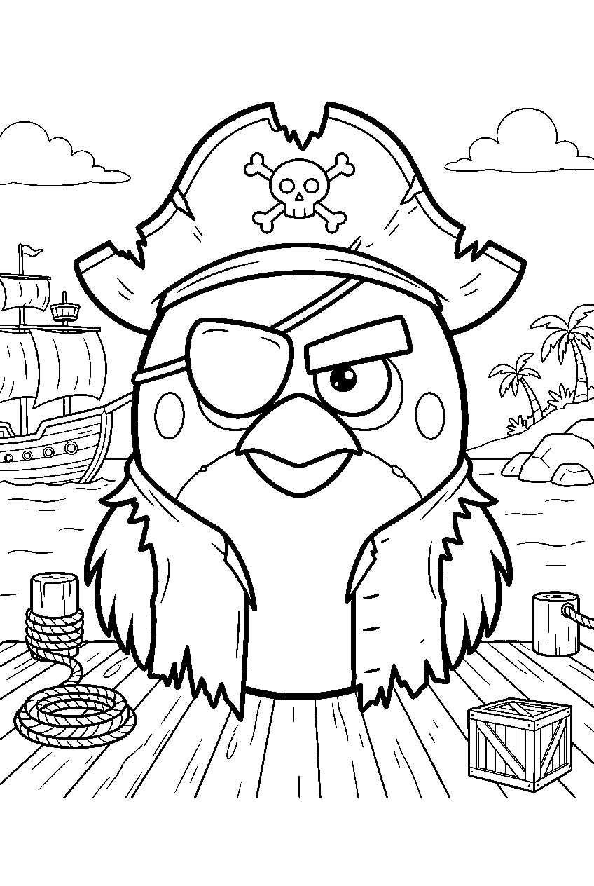 angry birds in pirate cove line art