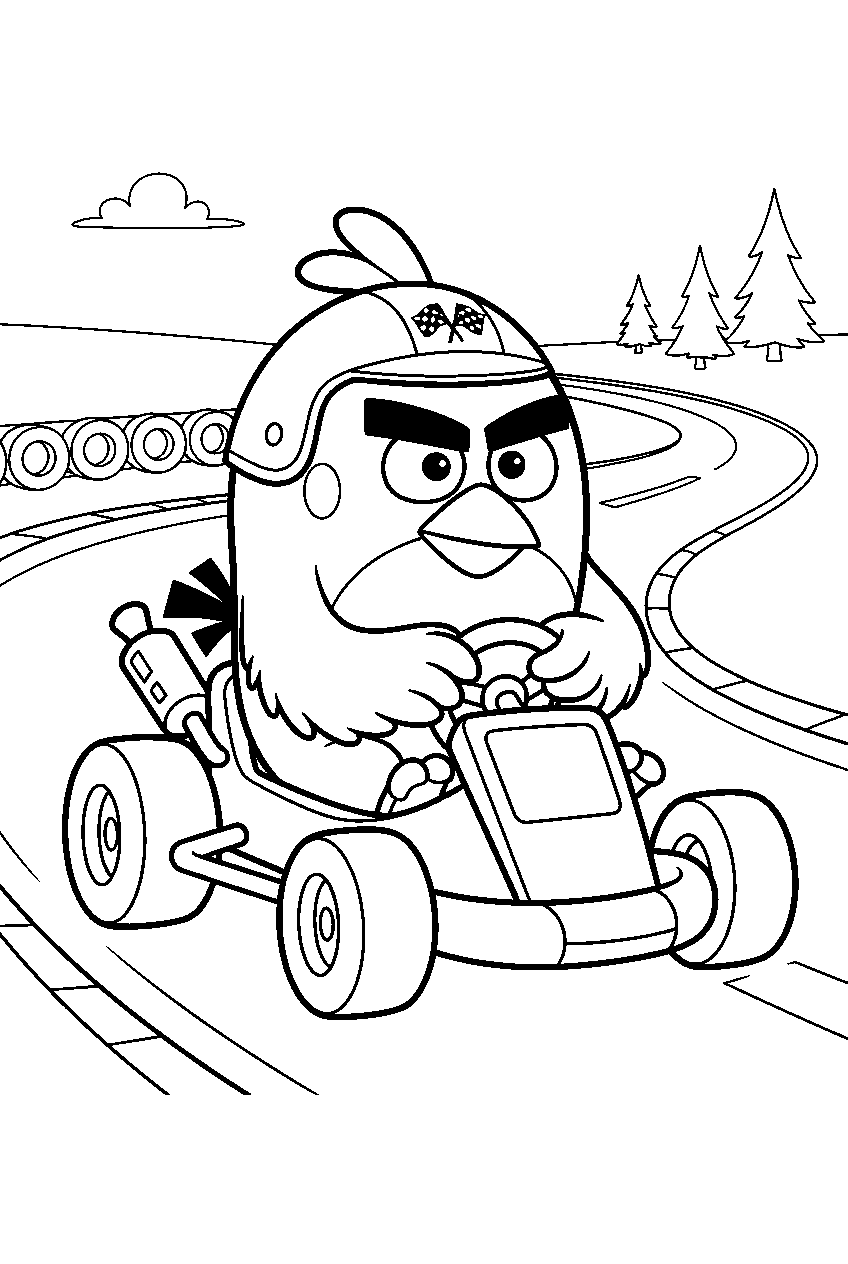 angry birds in race track line art