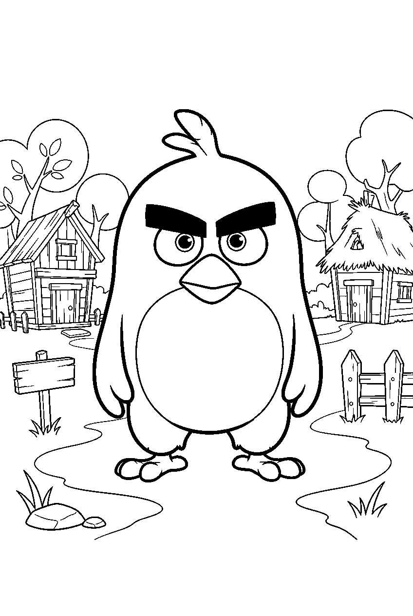 angry birds in red s village line art