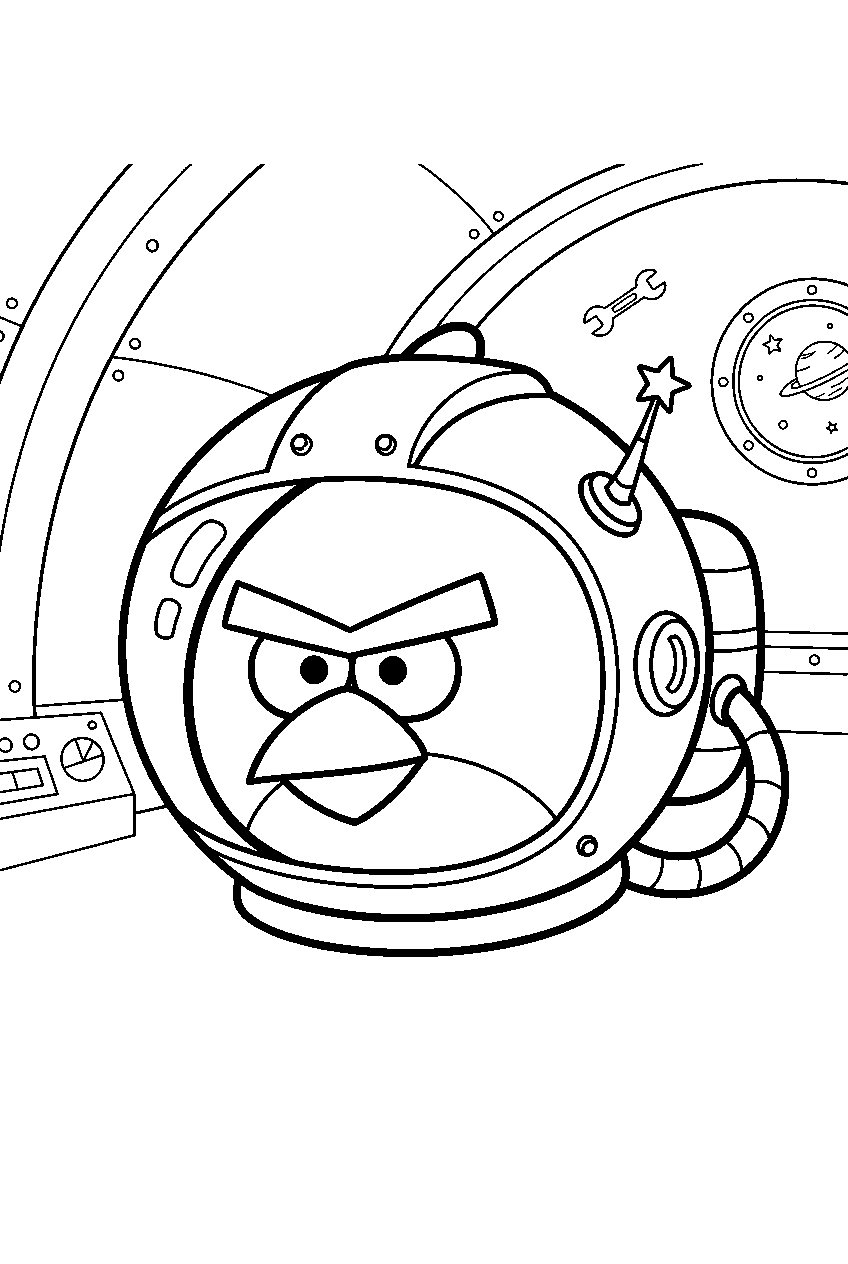 angry birds in space station line art