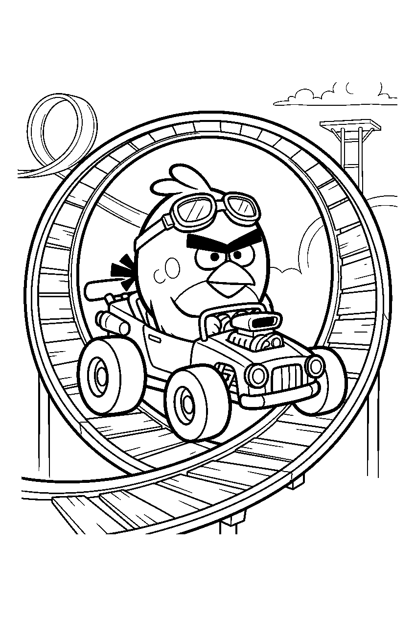 angry birds in stunt track line art