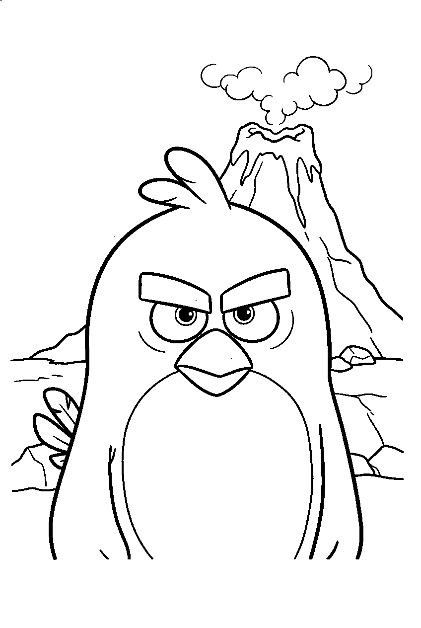 angry birds near volcano line art