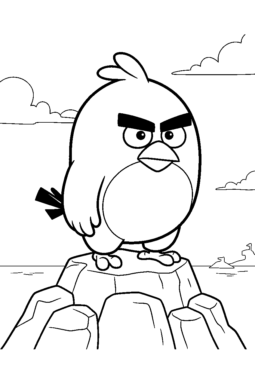 angry birds on mighty eagle mountain line art