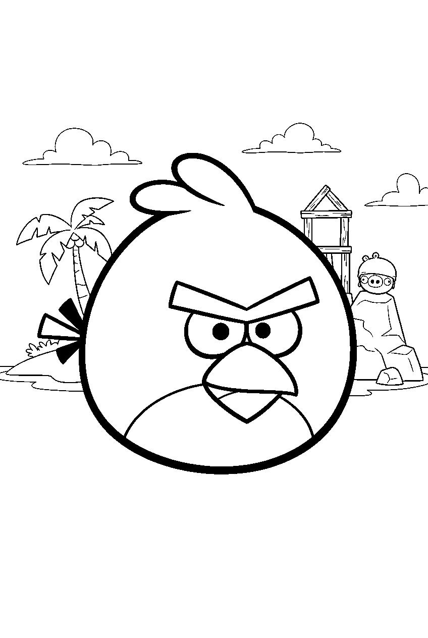 angry birds on piggy island line art