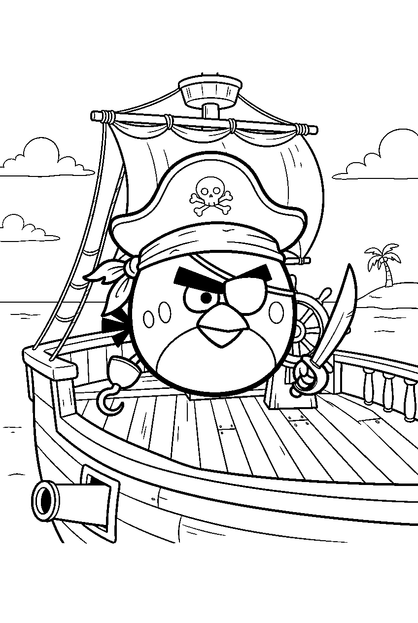 angry birds on pirate ship line art