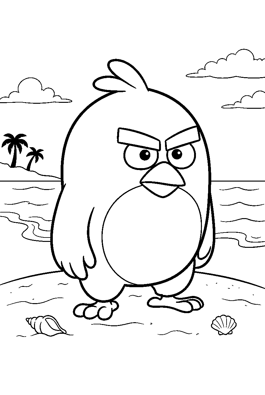 angry birds on sandy beach line art