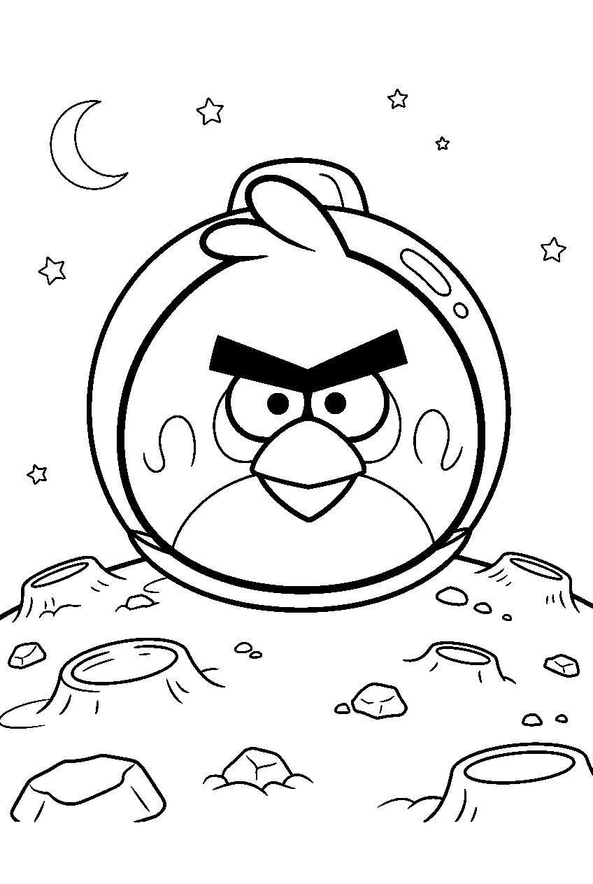 angry birds on the moon line art