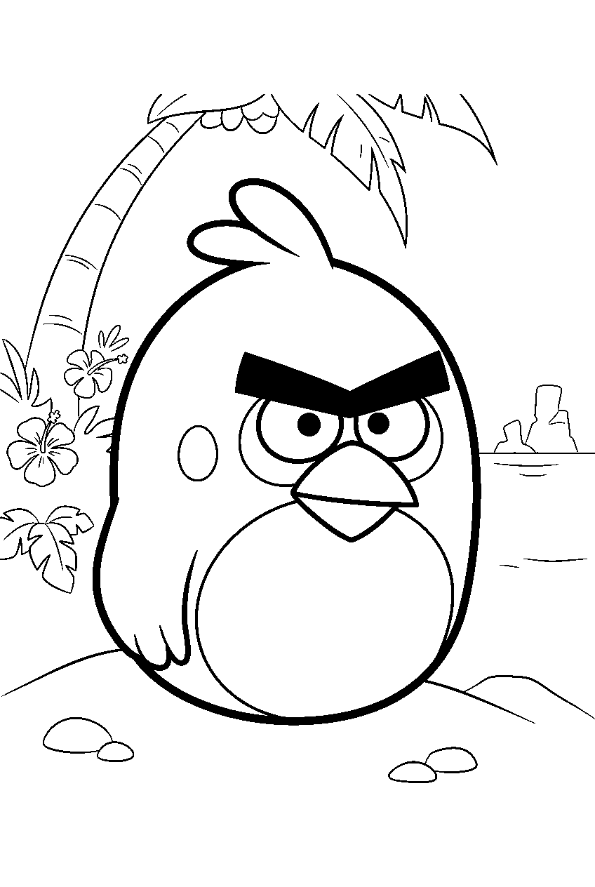 angry birds on tropical island line art