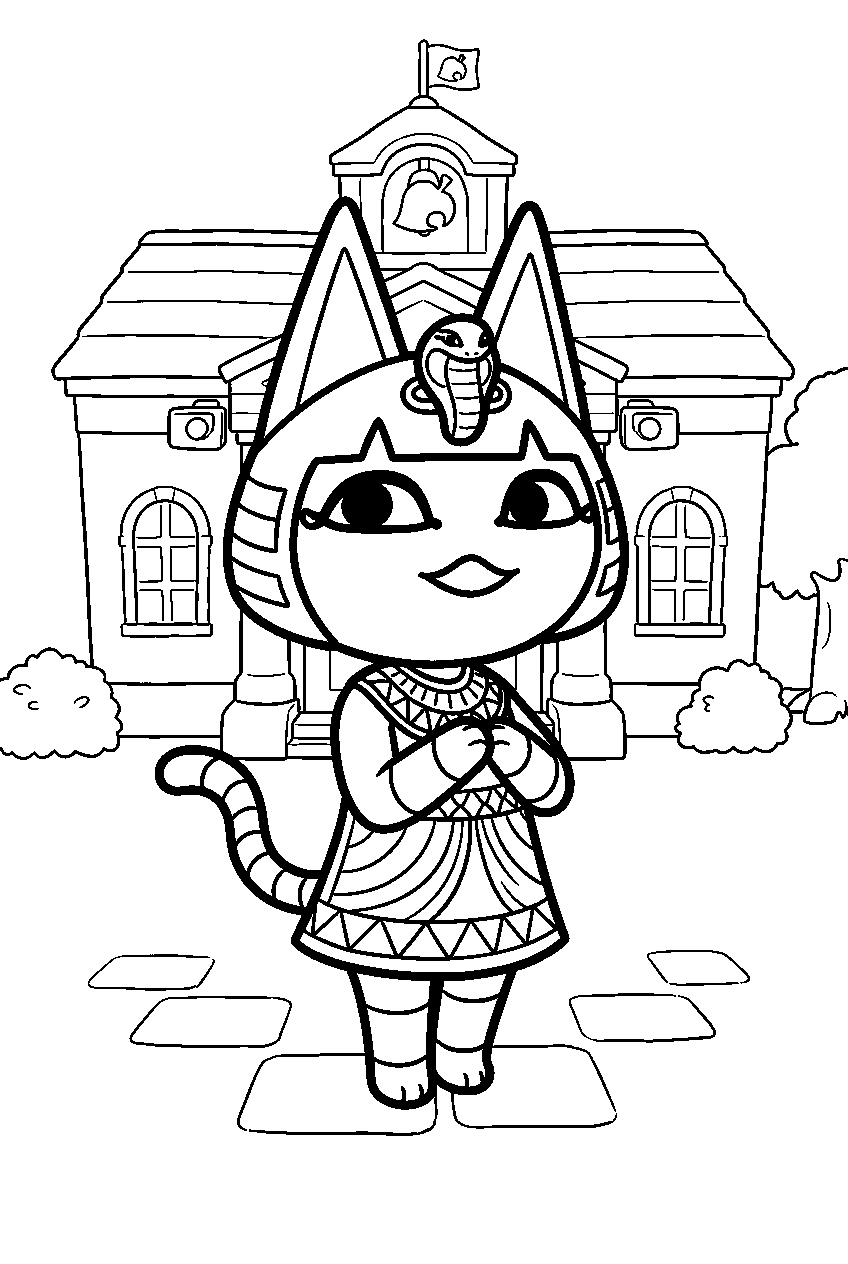 animal crossing ankha at resident services line art