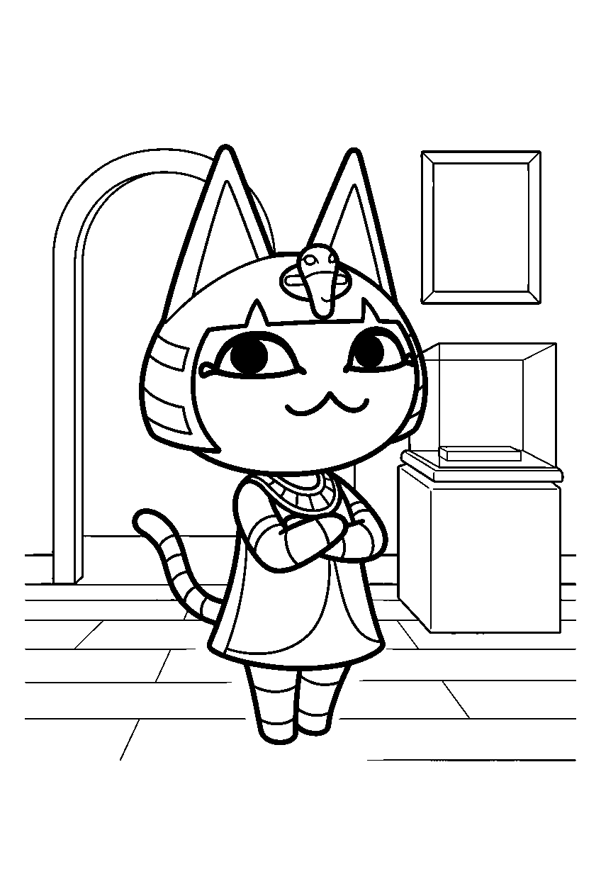 animal crossing ankha in museum line art