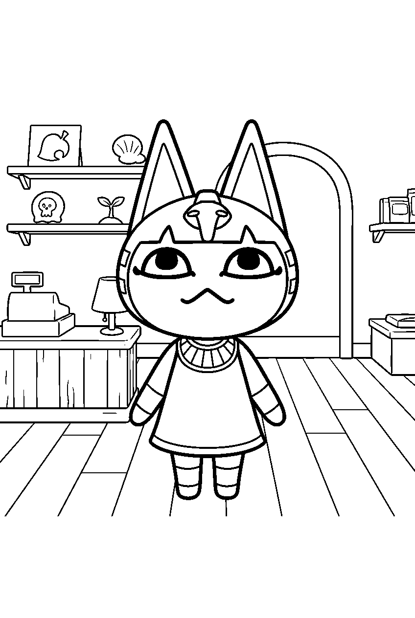 animal crossing ankha in nook s cranny line art