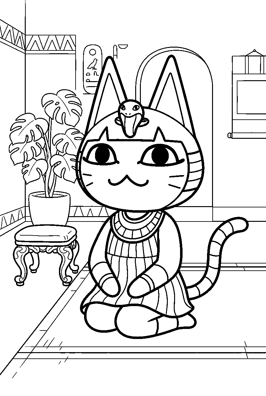 animal crossing ankha in player house line art