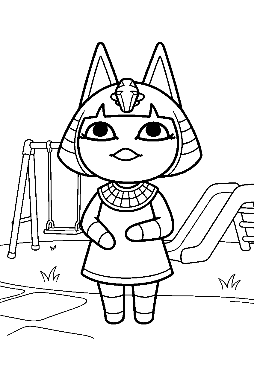 animal crossing ankha in playground line art