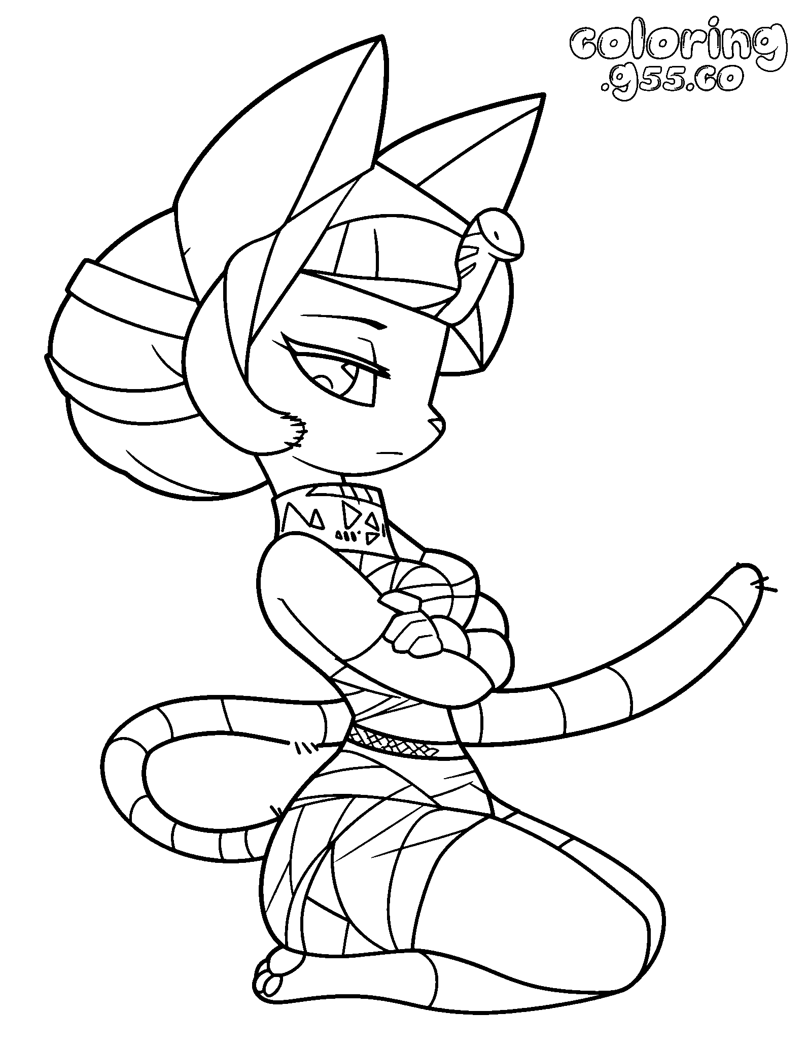ankha kneeling mummy line art