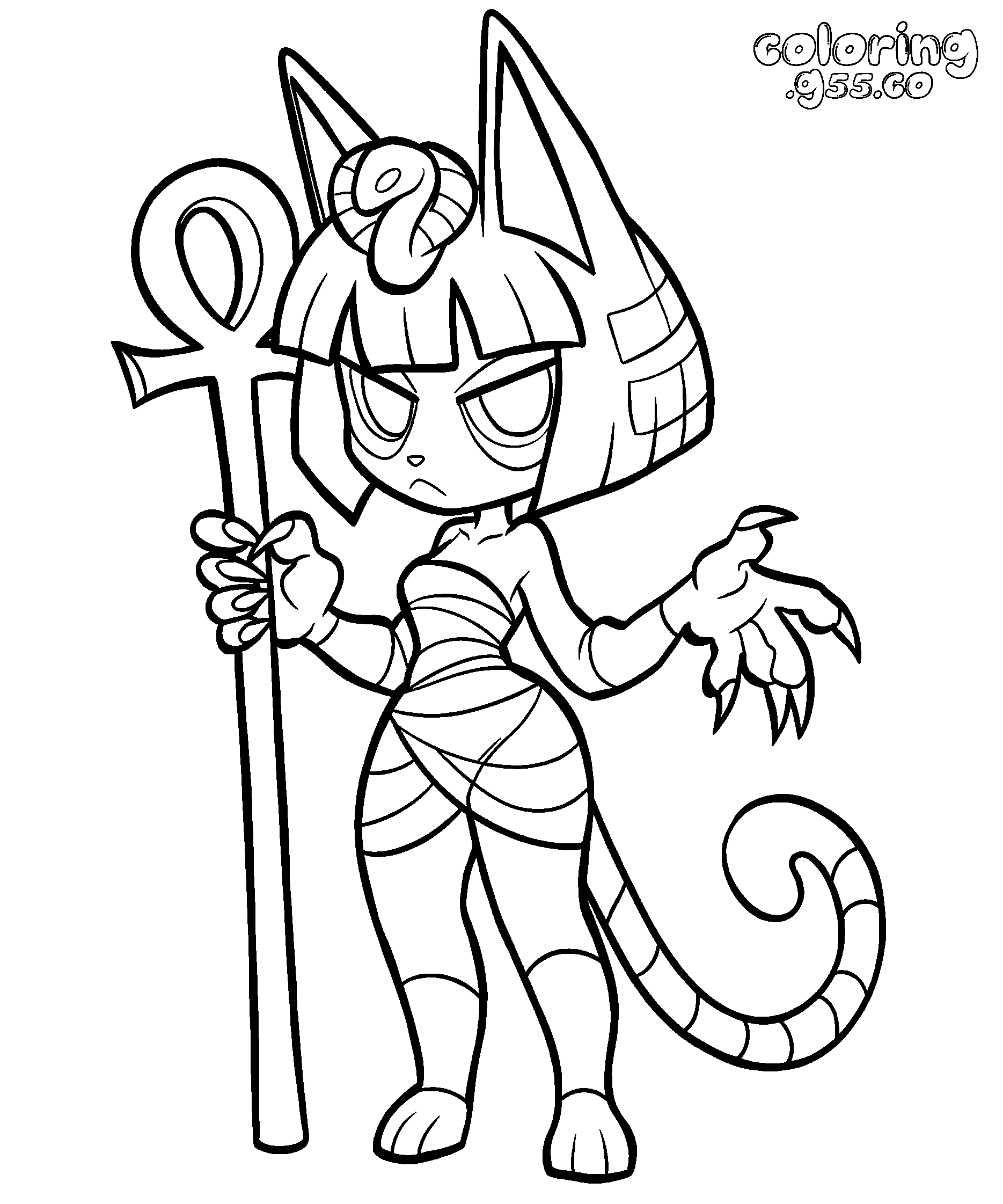 ankha mummy line art for kids digital