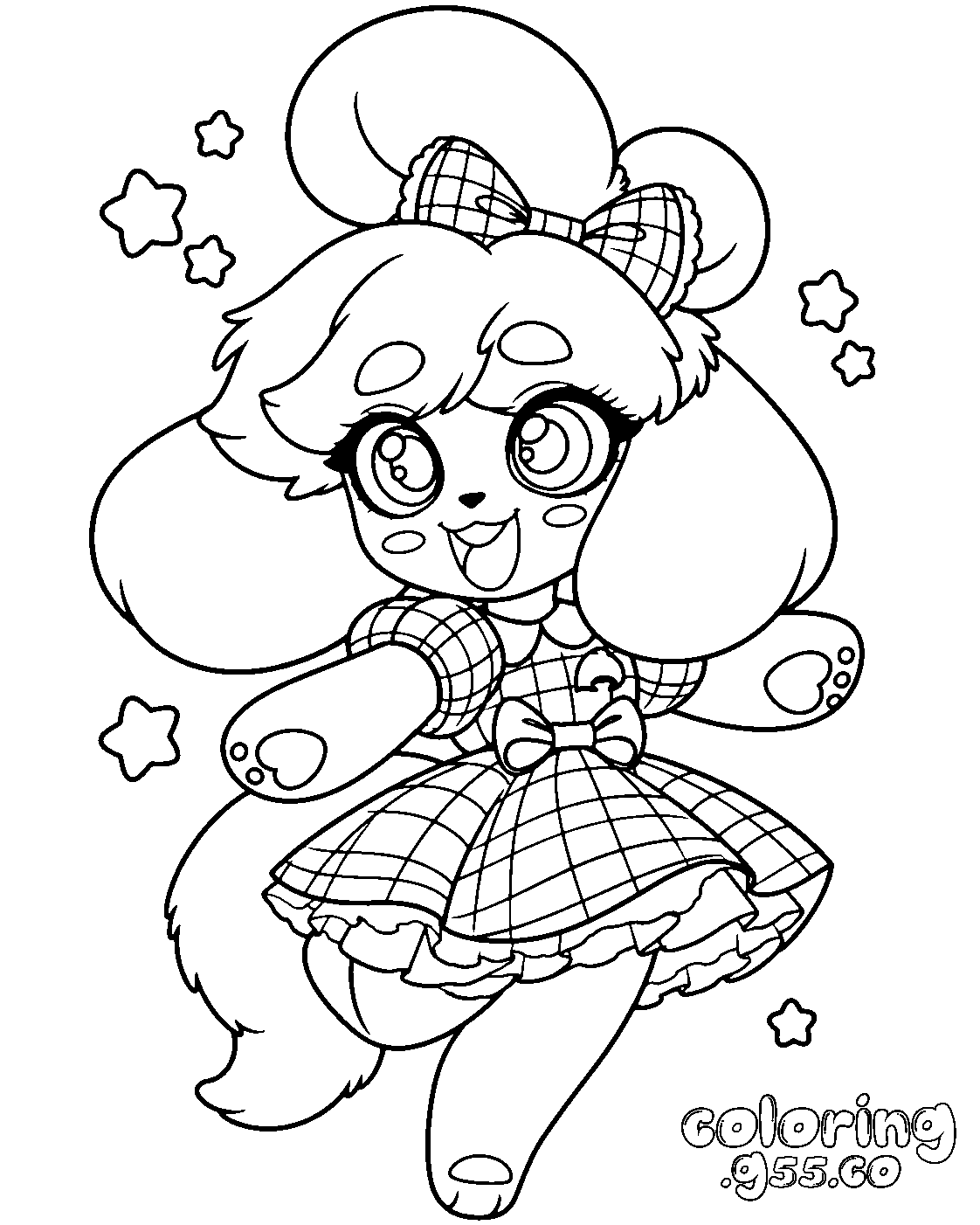 cute isabelle animal crossing line art