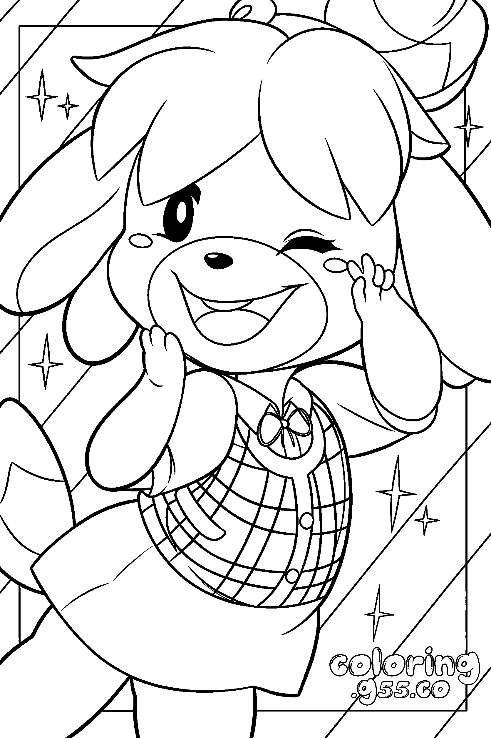 isabelle winking cute line art