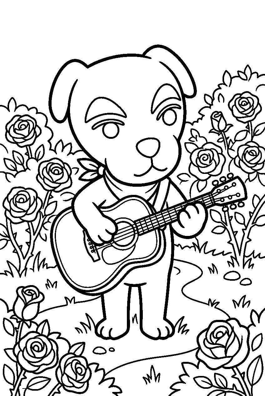 animal crossing kk slider in rose garden line art