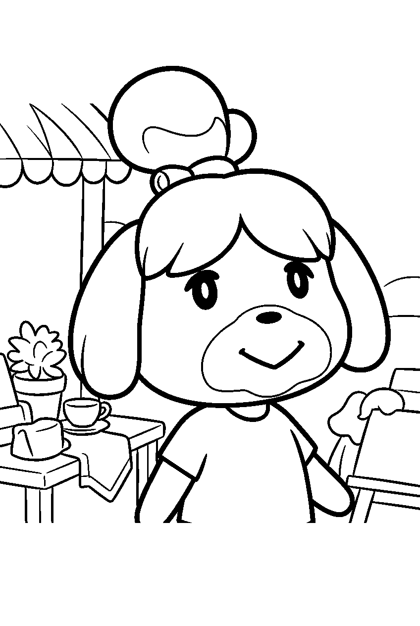 animal crossing characters at flea market line art