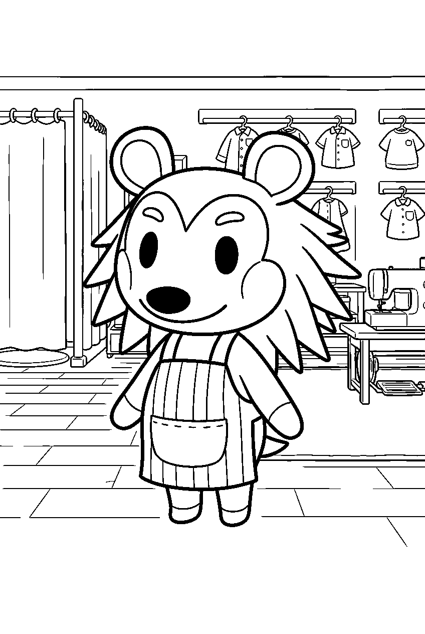 animal crossing characters in able sisters shop line art