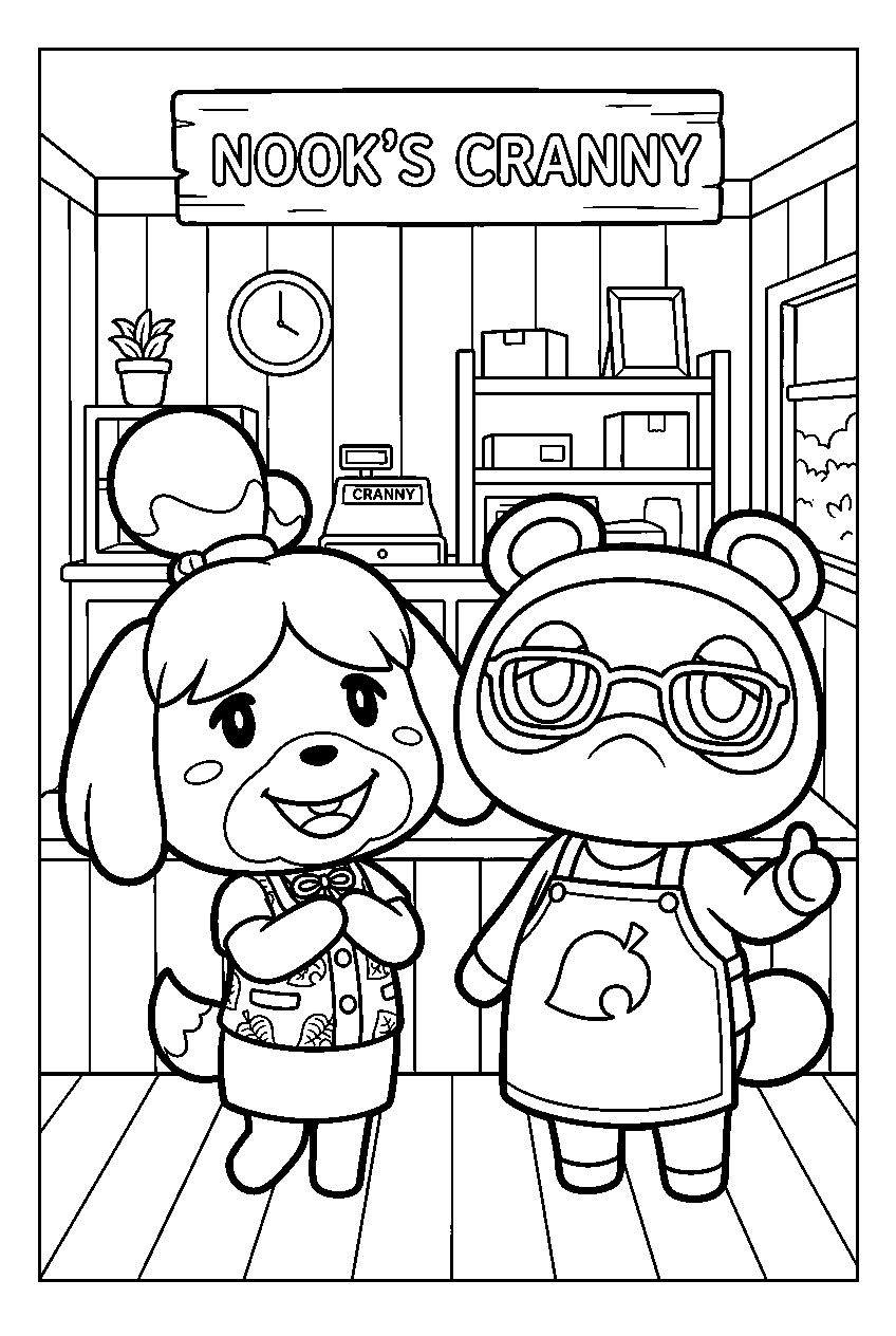 animal crossing characters in nook s cranny line art