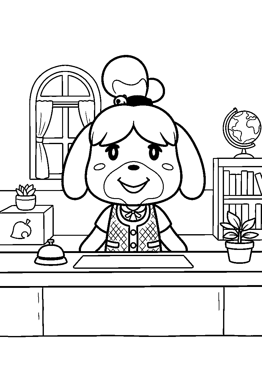 animal crossing characters in town hall line art