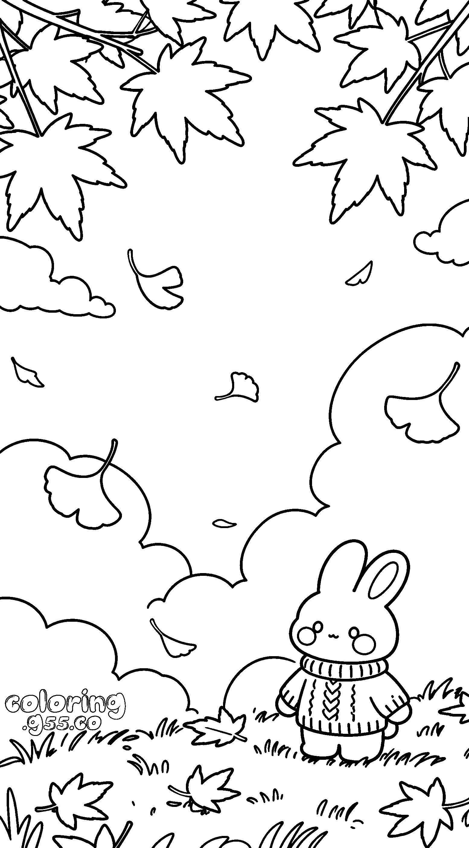 autumn bunny in sweater line art